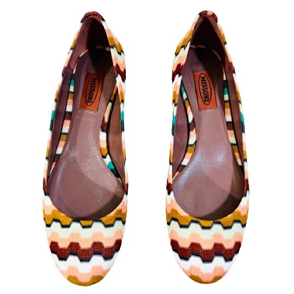 Missoni Colorful Geometric Knit Ballet Flats Size 38.5 US Size 8.5